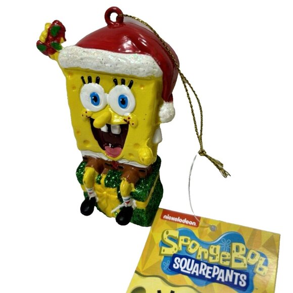 Spongebob Squarepants Gift Christmas Tree Ornament Hanging Santa Hat Yellow Toy - Picture 4 of 9